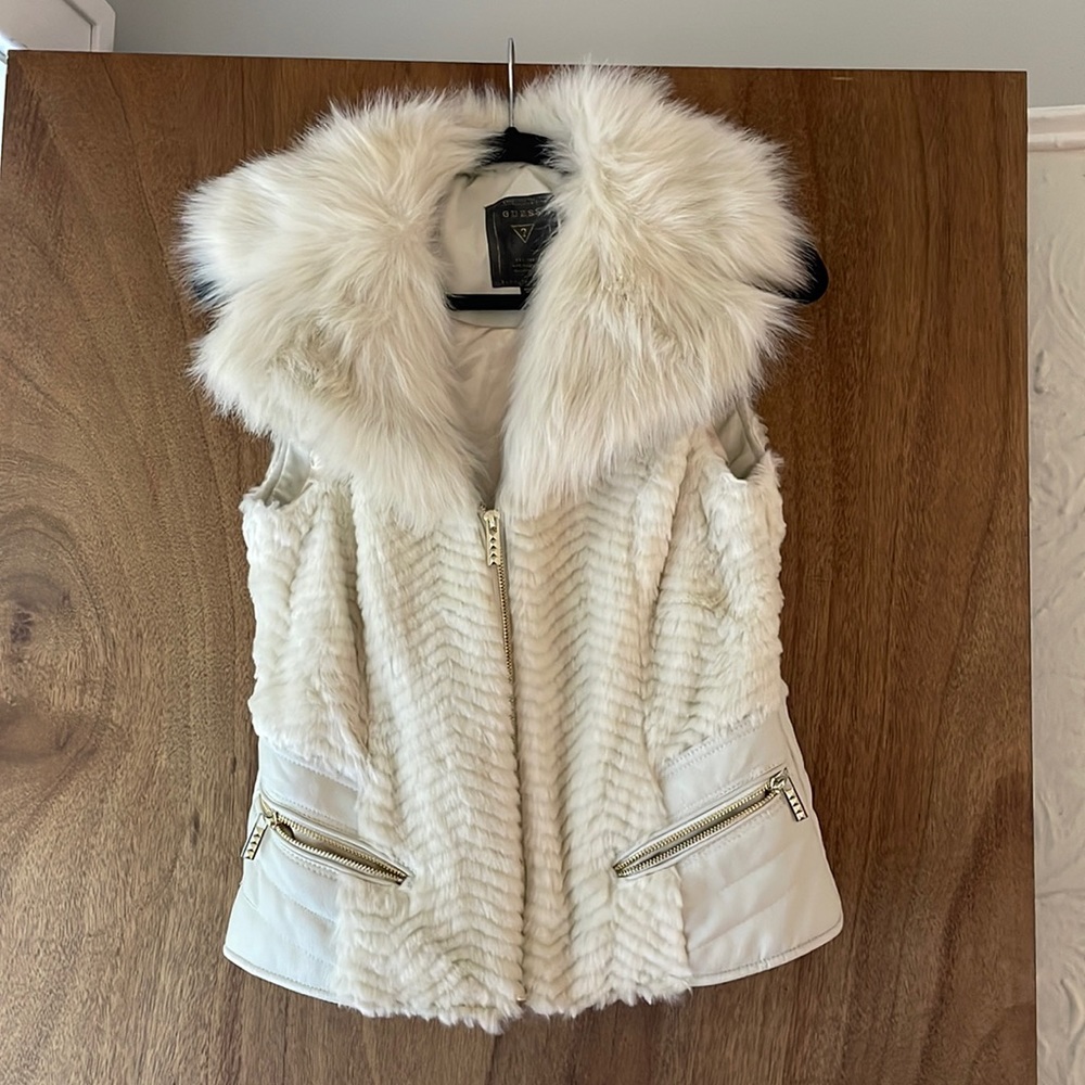 Faux fur& leather Guess vest